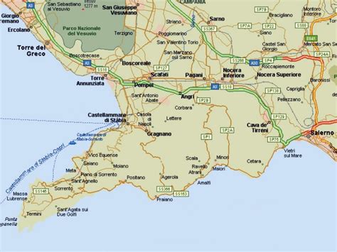 detailed map of amalfi coast.